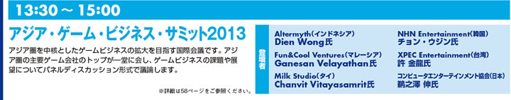 9月19日(木) アジア・ゲーム・ビジネス・サミット2013